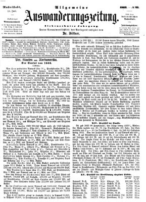 Allgemeine Auswanderungs-Zeitung Freitag 19. Juni 1863