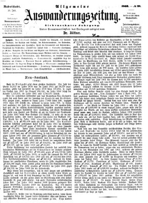 Allgemeine Auswanderungs-Zeitung Freitag 10. Juli 1863