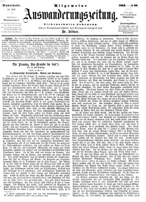 Allgemeine Auswanderungs-Zeitung Freitag 24. Juli 1863