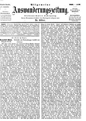 Allgemeine Auswanderungs-Zeitung Freitag 11. September 1863