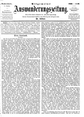 Allgemeine Auswanderungs-Zeitung Freitag 2. Oktober 1863