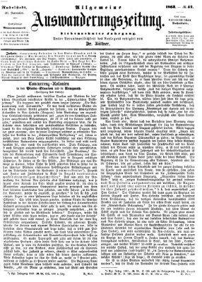 Allgemeine Auswanderungs-Zeitung Freitag 20. November 1863