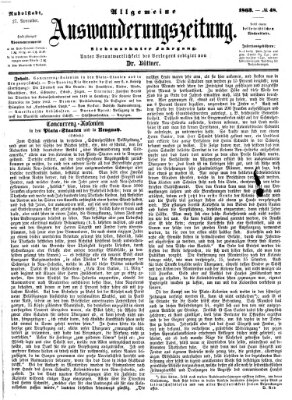 Allgemeine Auswanderungs-Zeitung Freitag 27. November 1863