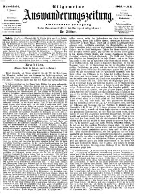 Allgemeine Auswanderungs-Zeitung Donnerstag 7. Januar 1864