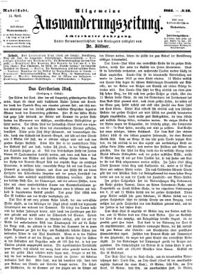 Allgemeine Auswanderungs-Zeitung Donnerstag 14. April 1864