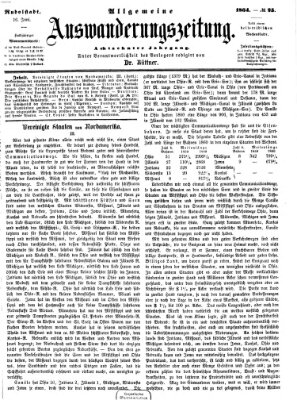 Allgemeine Auswanderungs-Zeitung Donnerstag 16. Juni 1864