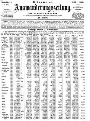 Allgemeine Auswanderungs-Zeitung Donnerstag 23. Juni 1864