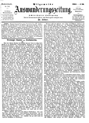 Allgemeine Auswanderungs-Zeitung Donnerstag 14. Juli 1864