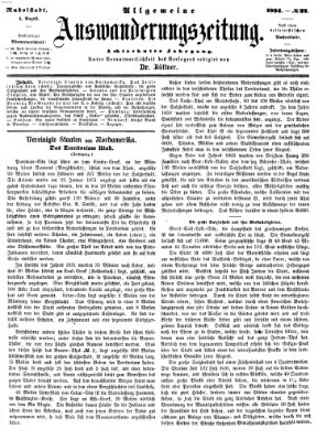 Allgemeine Auswanderungs-Zeitung Donnerstag 4. August 1864