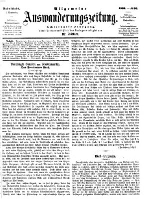 Allgemeine Auswanderungs-Zeitung Donnerstag 1. September 1864