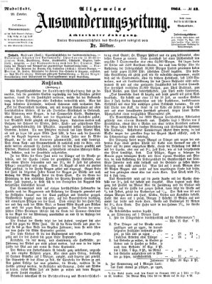 Allgemeine Auswanderungs-Zeitung Donnerstag 20. Oktober 1864