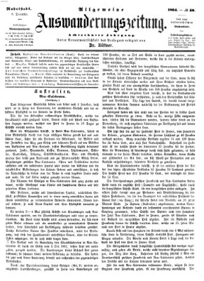 Allgemeine Auswanderungs-Zeitung Donnerstag 8. Dezember 1864