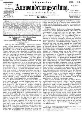 Allgemeine Auswanderungs-Zeitung Donnerstag 12. Januar 1865