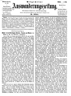 Allgemeine Auswanderungs-Zeitung Donnerstag 25. Mai 1865