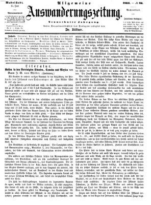 Allgemeine Auswanderungs-Zeitung Donnerstag 15. Juni 1865