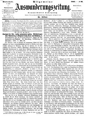 Allgemeine Auswanderungs-Zeitung Donnerstag 6. Juli 1865