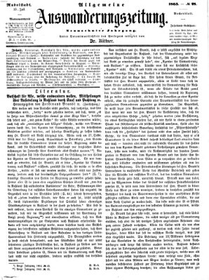 Allgemeine Auswanderungs-Zeitung Donnerstag 13. Juli 1865