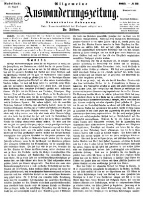 Allgemeine Auswanderungs-Zeitung Donnerstag 10. August 1865