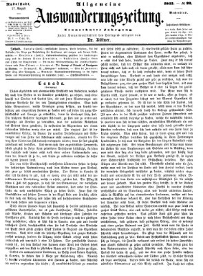 Allgemeine Auswanderungs-Zeitung Donnerstag 17. August 1865