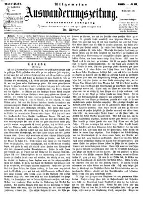 Allgemeine Auswanderungs-Zeitung Donnerstag 14. September 1865