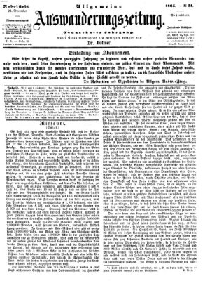 Allgemeine Auswanderungs-Zeitung Donnerstag 21. Dezember 1865