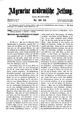 Allgemeine academische Zeitung Sonntag 19. Juli 1863