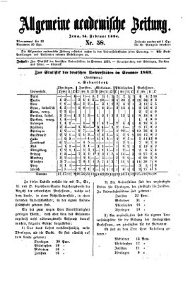 Allgemeine academische Zeitung Sonntag 14. Februar 1864