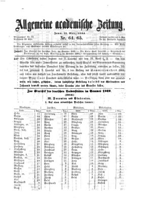 Allgemeine academische Zeitung Sonntag 13. März 1864