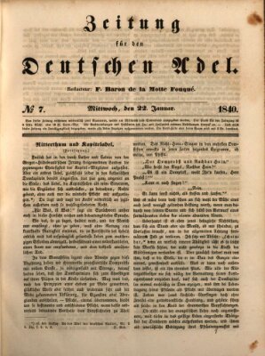 Zeitung für den deutschen Adel Mittwoch 22. Januar 1840