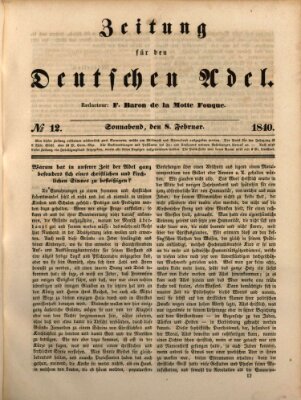 Zeitung für den deutschen Adel Samstag 8. Februar 1840