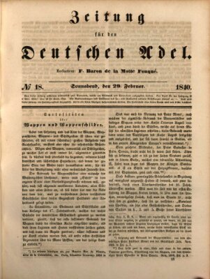 Zeitung für den deutschen Adel Samstag 29. Februar 1840