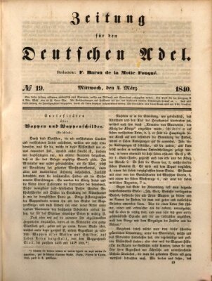 Zeitung für den deutschen Adel Mittwoch 4. März 1840