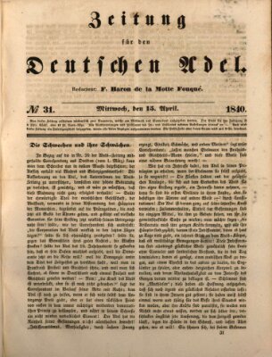 Zeitung für den deutschen Adel Mittwoch 15. April 1840