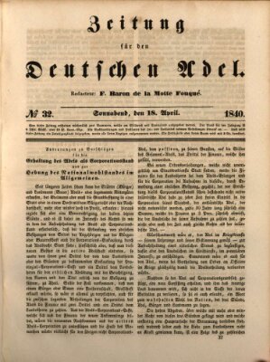 Zeitung für den deutschen Adel Samstag 18. April 1840