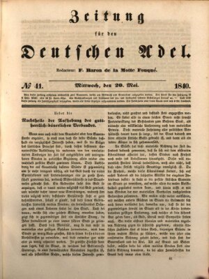 Zeitung für den deutschen Adel Mittwoch 20. Mai 1840