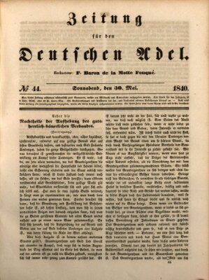 Zeitung für den deutschen Adel Samstag 30. Mai 1840