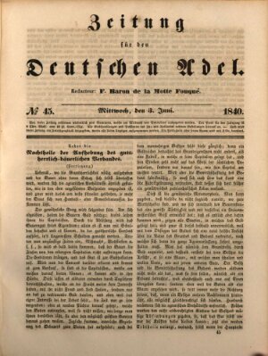 Zeitung für den deutschen Adel Mittwoch 3. Juni 1840