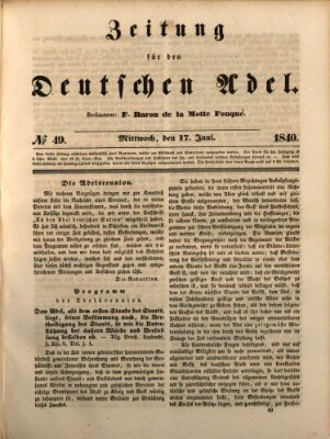 Zeitung für den deutschen Adel Mittwoch 17. Juni 1840