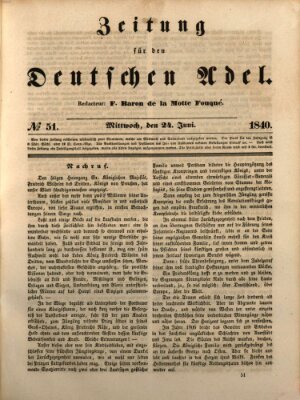 Zeitung für den deutschen Adel Mittwoch 24. Juni 1840