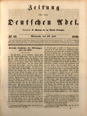 Zeitung für den deutschen Adel Mittwoch 22. Juli 1840