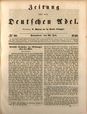 Zeitung für den deutschen Adel Samstag 25. Juli 1840