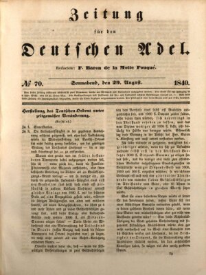 Zeitung für den deutschen Adel Samstag 29. August 1840