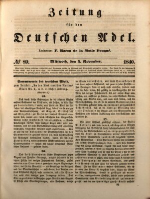 Zeitung für den deutschen Adel Mittwoch 4. November 1840