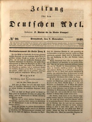 Zeitung für den deutschen Adel Samstag 7. November 1840