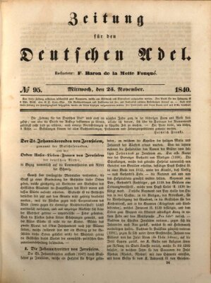 Zeitung für den deutschen Adel Mittwoch 25. November 1840