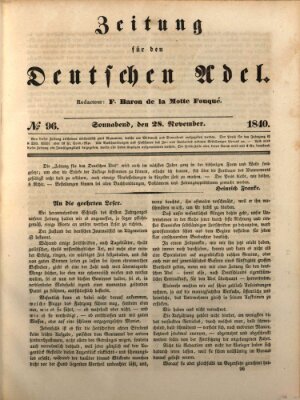 Zeitung für den deutschen Adel Samstag 28. November 1840