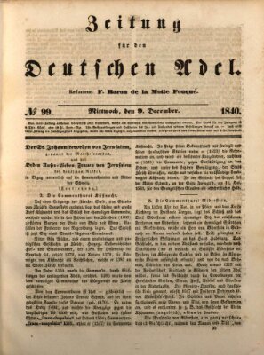 Zeitung für den deutschen Adel Mittwoch 9. Dezember 1840