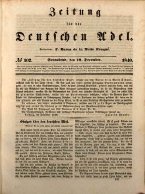 Zeitung für den deutschen Adel Samstag 19. Dezember 1840