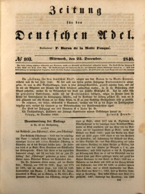 Zeitung für den deutschen Adel Mittwoch 23. Dezember 1840