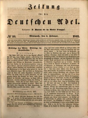 Zeitung für den deutschen Adel Mittwoch 3. Februar 1841